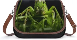 Grasshopper on Grass Leather Shoulder Bag for Women Classic Crossbody Purse Leather Tote Bag Handbag Purse Small Shoulder Bags for Shopping