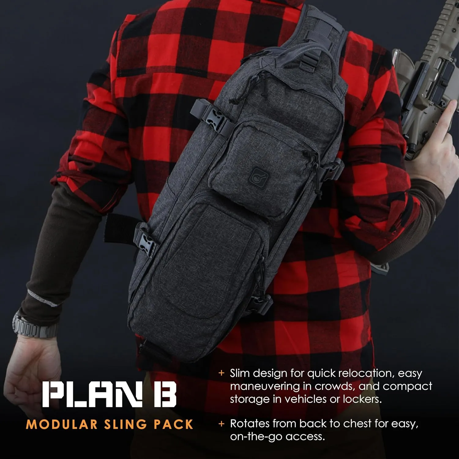 Grayman(TM) Plan-B Light Go-Bag Sling Pack by Hazard 4(R) - Gray , Large