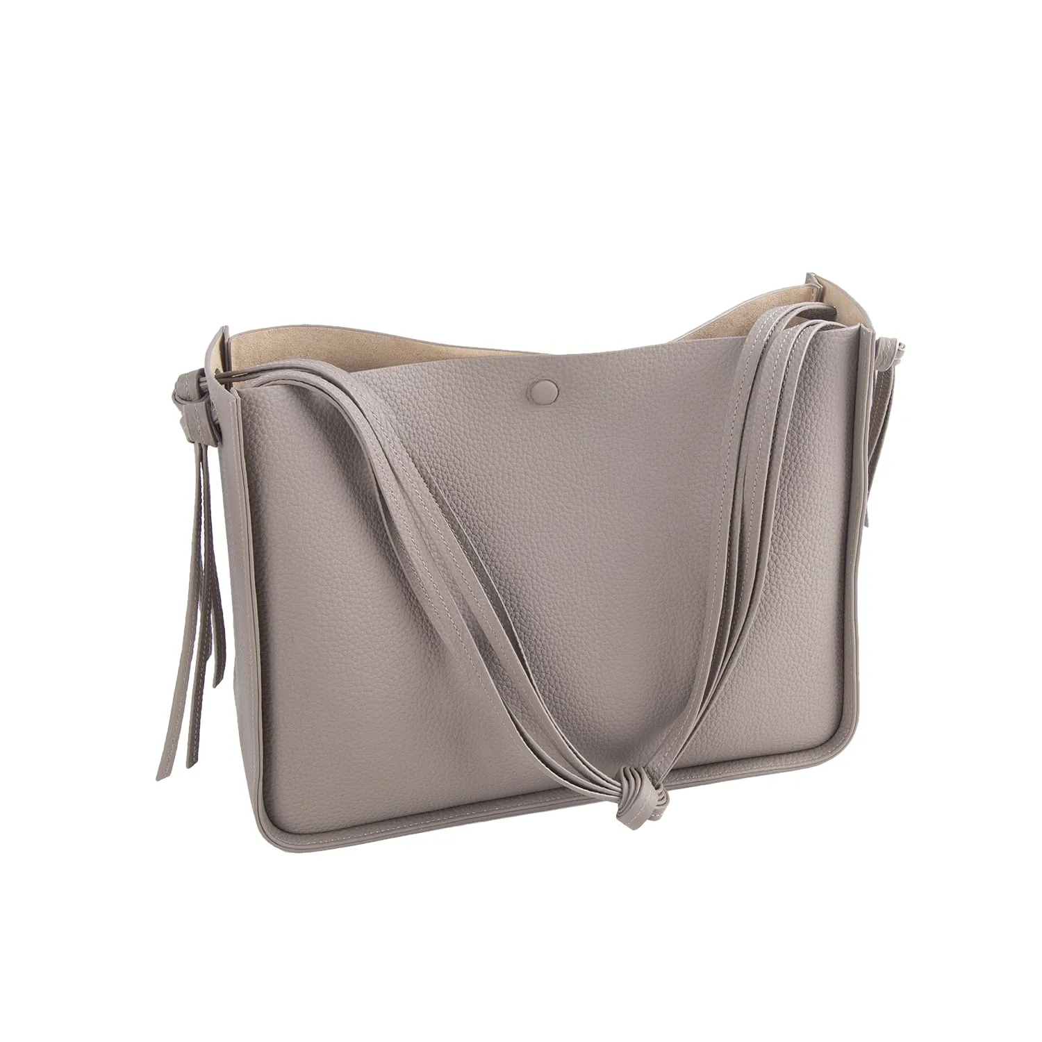 Grey Top Grain Cow Leather One-shoulder Tote Bag | Handbag | Shoulder Bag