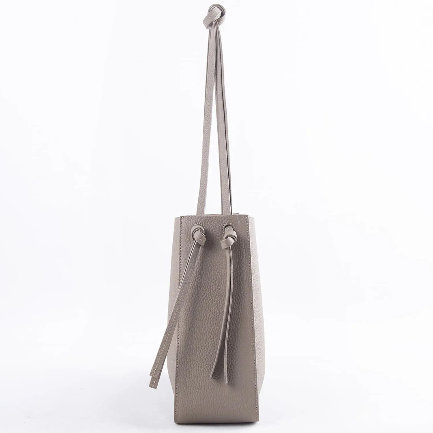 Grey Top Grain Cow Leather One-shoulder Tote Bag | Handbag | Shoulder Bag