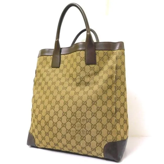 Gucci Pursesdesigner Purses Brown Large G Logo Print Canvas And Brown Leather Satchel