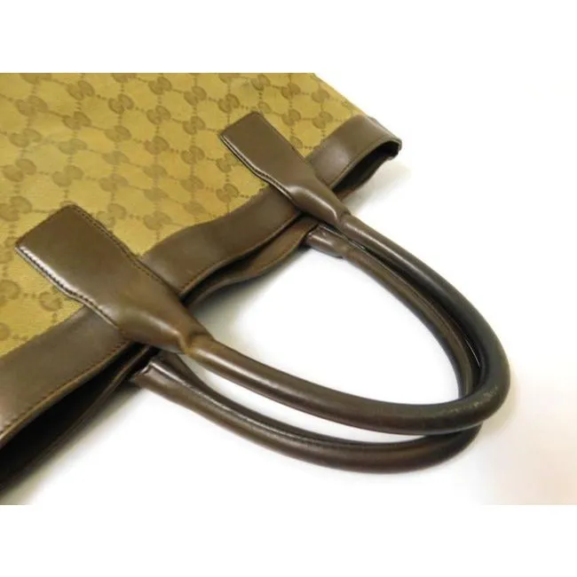 Gucci Pursesdesigner Purses Brown Large G Logo Print Canvas And Brown Leather Satchel