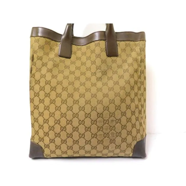 Gucci Pursesdesigner Purses Brown Large G Logo Print Canvas And Brown Leather Satchel