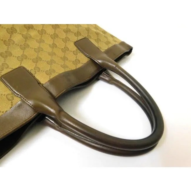 Gucci Pursesdesigner Purses Brown Large G Logo Print Canvas And Brown Leather Satchel