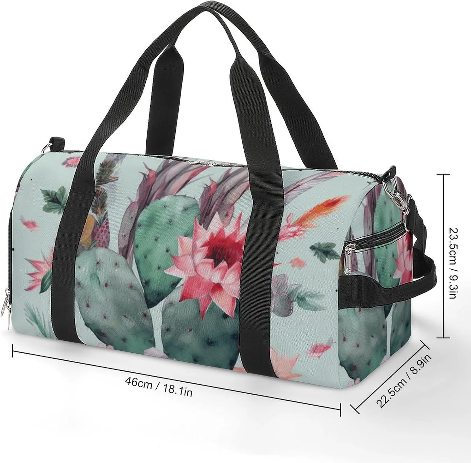 Gym Bag Cactus Arrow Pattern Duffel Bag for Men Women Overnight Bag with Shoe Compartment Workout Bags