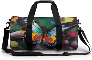 Gym Bag Colorful Butterfly Duffel Bag for Men Women Overnight Bag with Shoe Compartment Workout Bags
