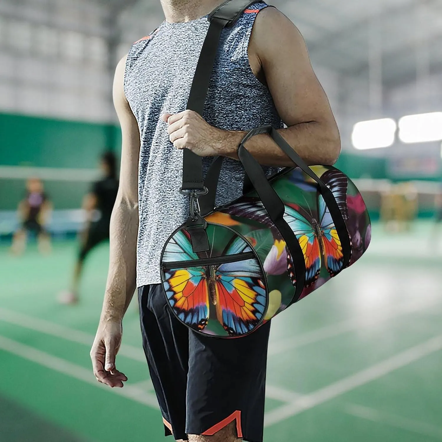 Gym Bag Colorful Butterfly Duffel Bag for Men Women Overnight Bag with Shoe Compartment Workout Bags