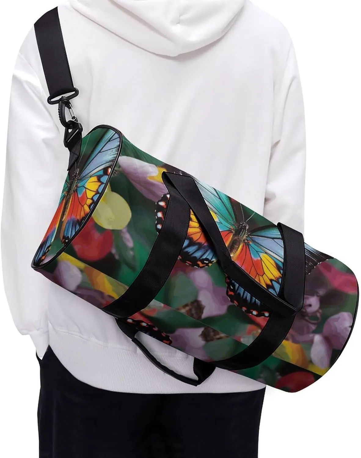 Gym Bag Colorful Butterfly Duffel Bag for Men Women Overnight Bag with Shoe Compartment Workout Bags