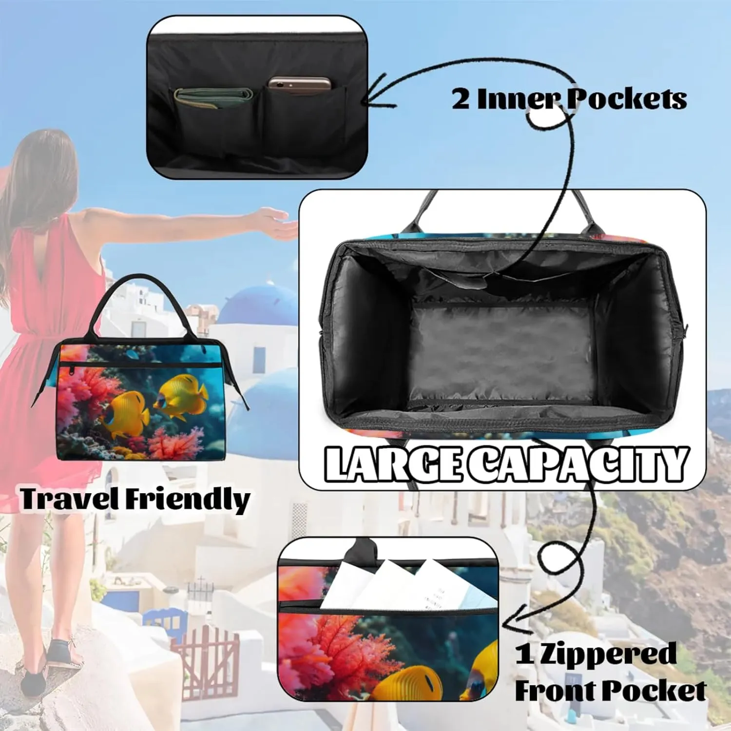 Gym Bag for Women Men, Travel Sports Duffel Bag with Trolley Sleeve, Gym Bag Weekender Overnight Bag Carry On Tote Bag