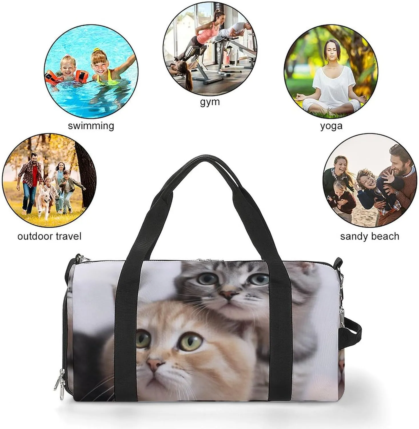 Gym Bags for Men Women Cats Duffle Bag Travel Overnight Bag with Shoe Compartment Tote Bags