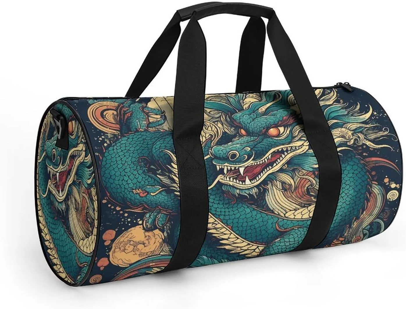 Gym Bags for Men Women Colorful Dragon Pattern Duffle Bag Travel Overnight Bag with Shoe Compartment Tote Bags