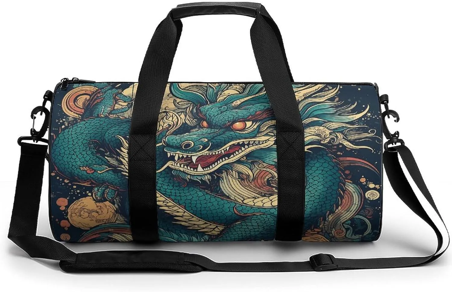 Gym Bags for Men Women Colorful Dragon Pattern Duffle Bag Travel Overnight Bag with Shoe Compartment Tote Bags