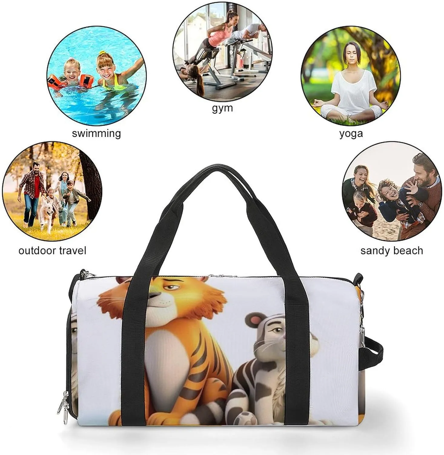 Gym Bags for Men Women Cute Little Animals Duffle Bag Travel Overnight Bag with Shoe Compartment Tote Bags