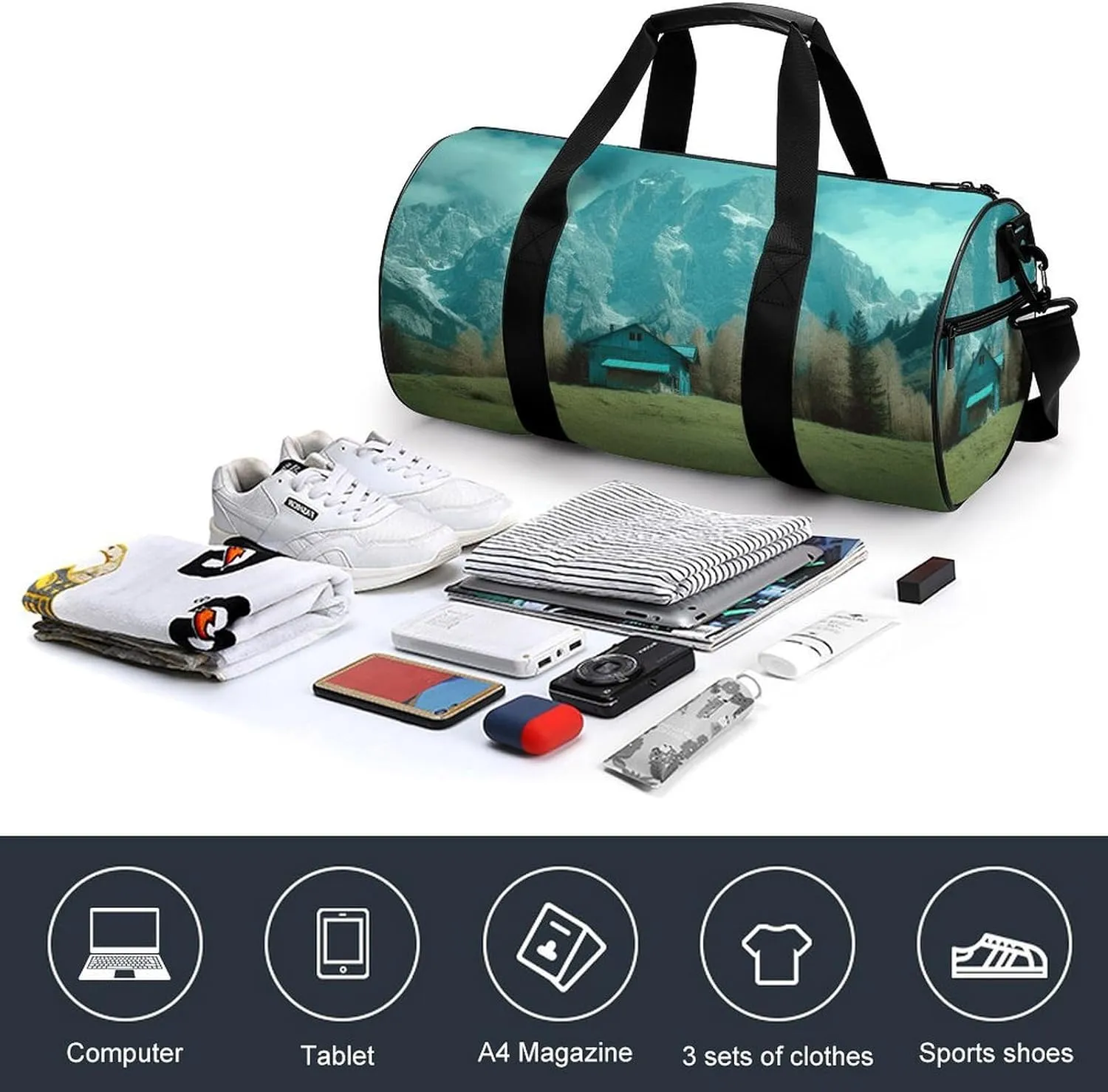 Gym Bags for Men Women House on The Prairie Duffle Bag Travel Overnight Bag with Shoe Compartment Tote Bags