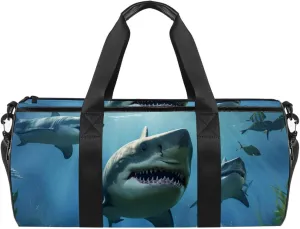 Gym Bags for Women,Duffle Bag for Travel,Angry Shark in Forest Ocean,Gym Bag for Men