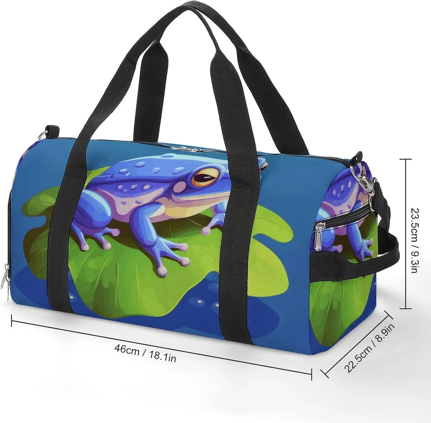 Gym Bags Small A Cartoon Frog Duffel Bag Overnight Bag with Shoe Compartment Carryon Bag for Men Women