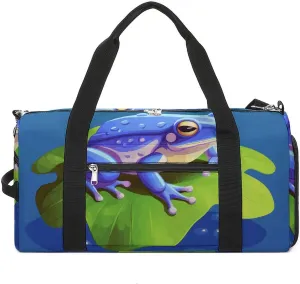 Gym Bags Small A Cartoon Frog Duffel Bag Overnight Bag with Shoe Compartment Carryon Bag for Men Women