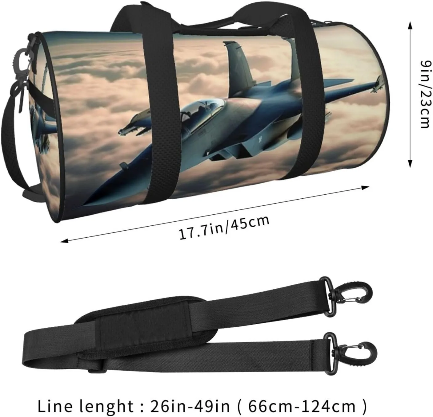Gym Bags Small Aircraft Fighter Jets Duffel Bag Overnight Bag with Shoe Compartment Carryon Bag for Men Women