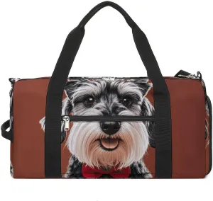 Gym Bags Small Oil Cute Schnauzer Dogs Duffel Bag Overnight Bag with Shoe Compartment Carryon Bag for Men Women