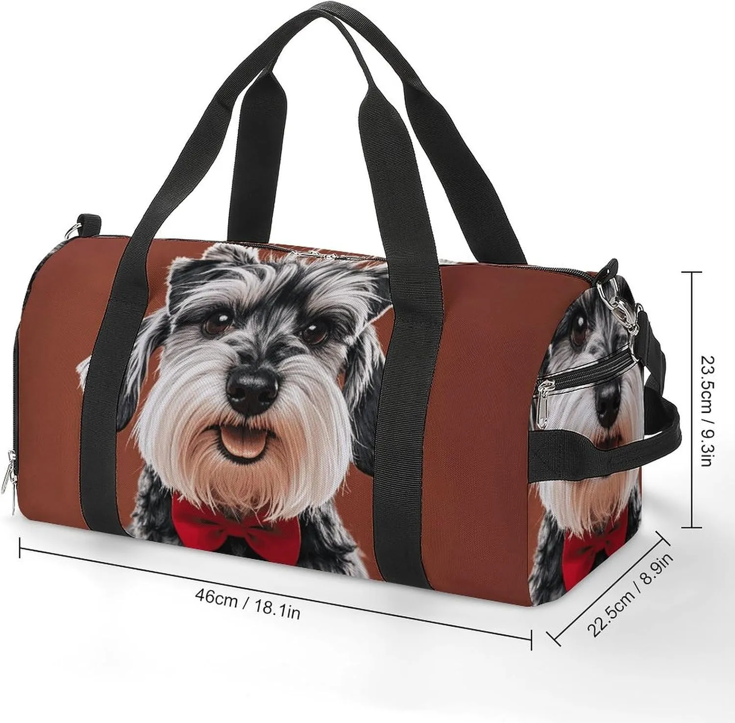 Gym Bags Small Oil Cute Schnauzer Dogs Duffel Bag Overnight Bag with Shoe Compartment Carryon Bag for Men Women