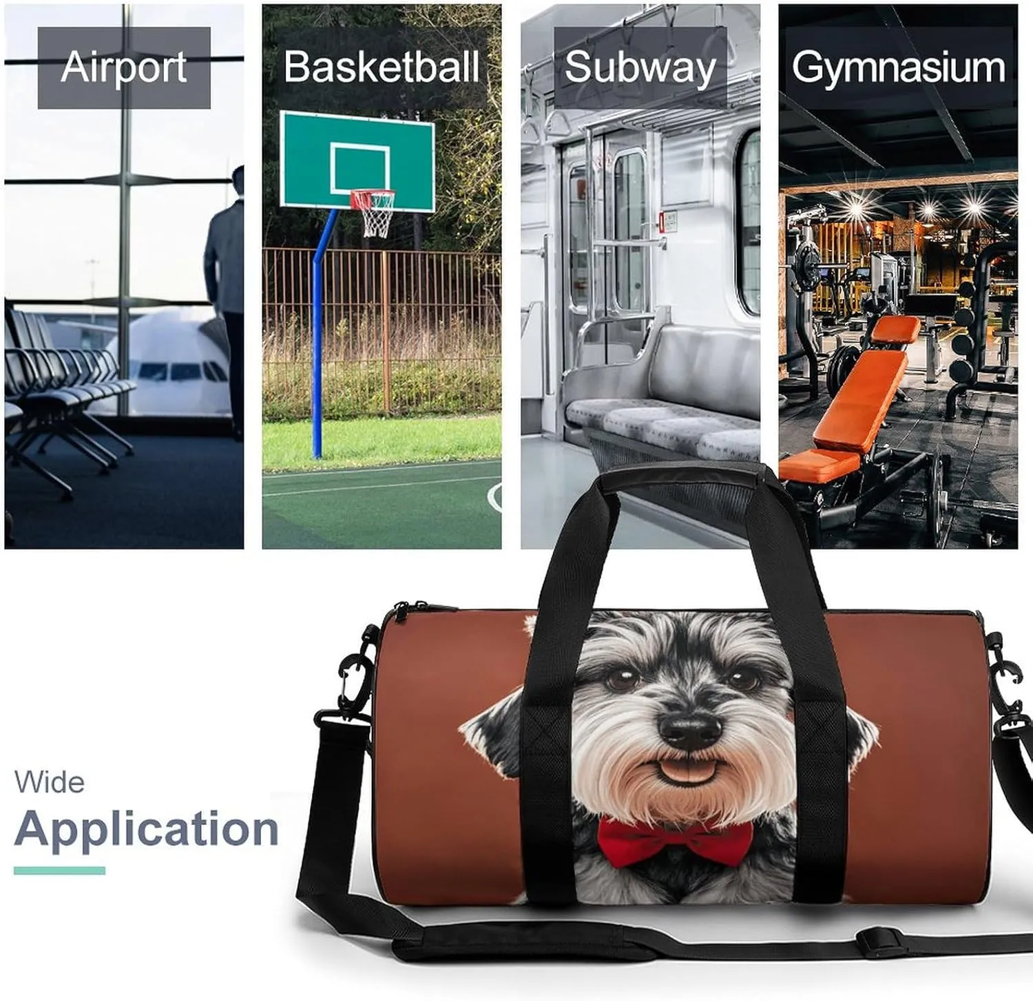 Gym Bags Small Oil Cute Schnauzer Dogs Duffel Bag Overnight Bag with Shoe Compartment Carryon Bag for Men Women