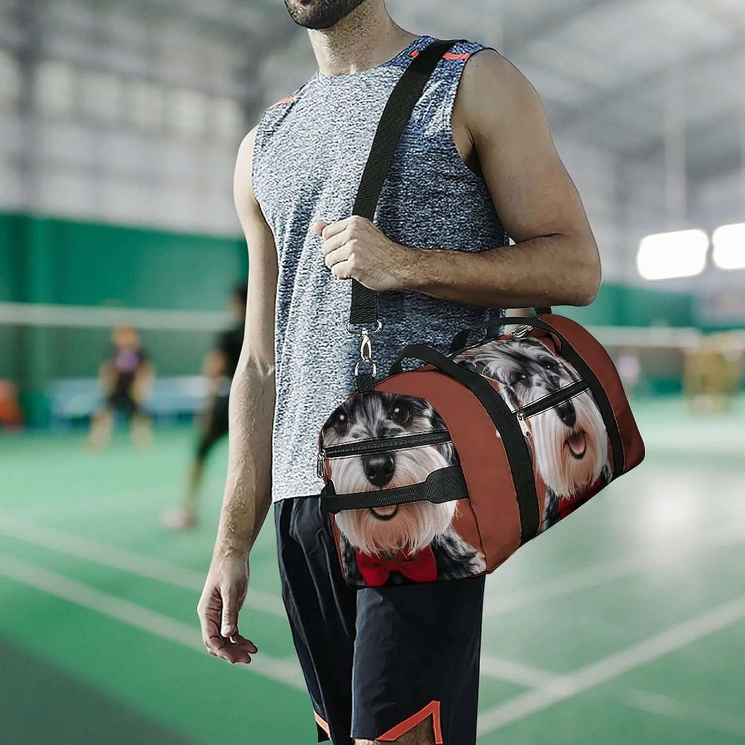 Gym Bags Small Oil Cute Schnauzer Dogs Duffel Bag Overnight Bag with Shoe Compartment Carryon Bag for Men Women
