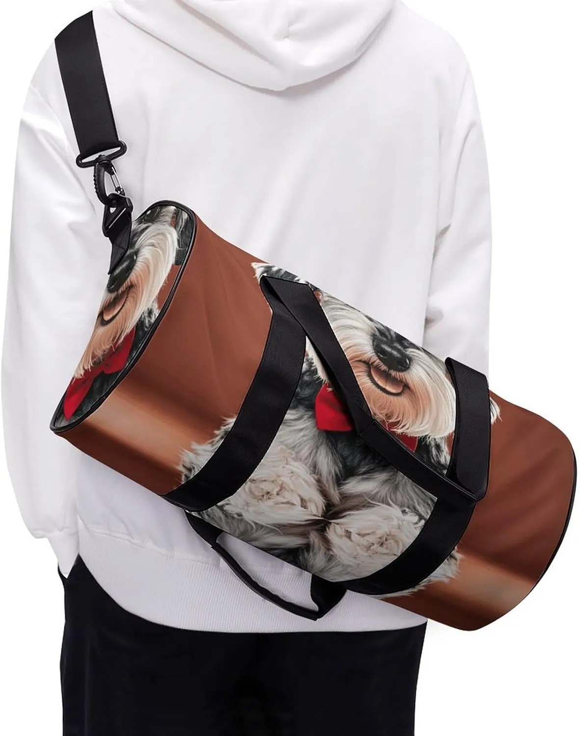 Gym Bags Small Oil Cute Schnauzer Dogs Duffel Bag Overnight Bag with Shoe Compartment Carryon Bag for Men Women