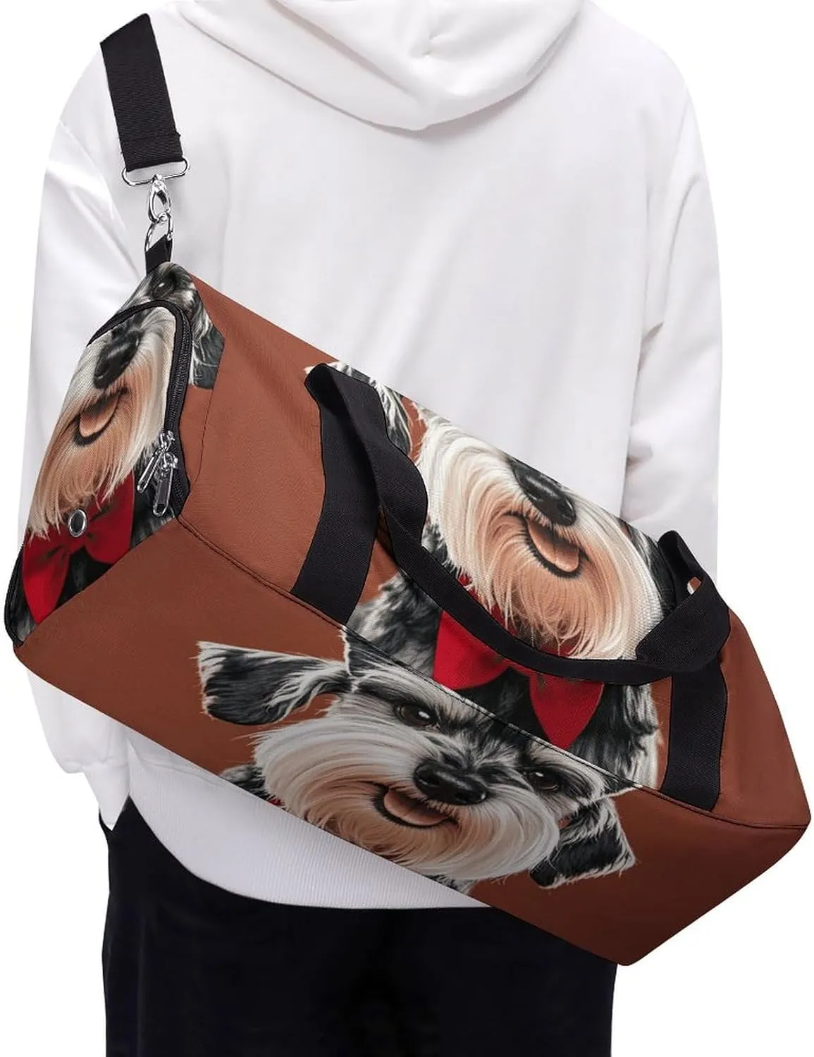 Gym Bags Small Oil Cute Schnauzer Dogs Duffel Bag Overnight Bag with Shoe Compartment Carryon Bag for Men Women