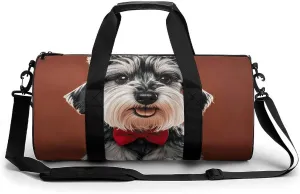 Gym Bags Small Oil Cute Schnauzer Dogs Duffel Bag Overnight Bag with Shoe Compartment Carryon Bag for Men Women