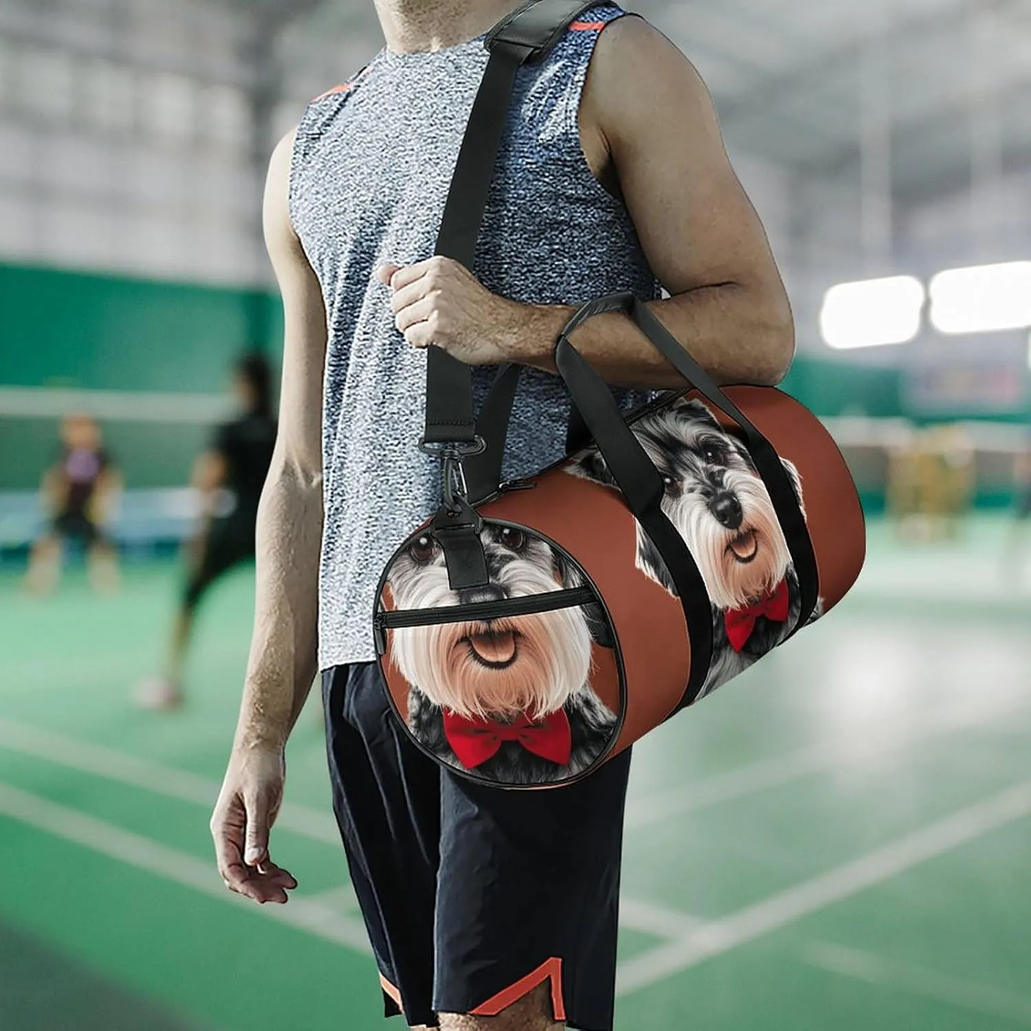 Gym Bags Small Oil Cute Schnauzer Dogs Duffel Bag Overnight Bag with Shoe Compartment Carryon Bag for Men Women