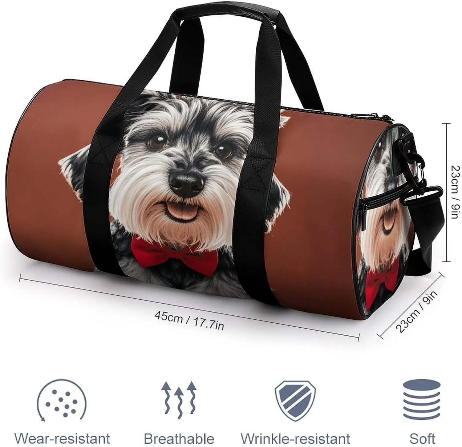 Gym Bags Small Oil Cute Schnauzer Dogs Duffel Bag Overnight Bag with Shoe Compartment Carryon Bag for Men Women