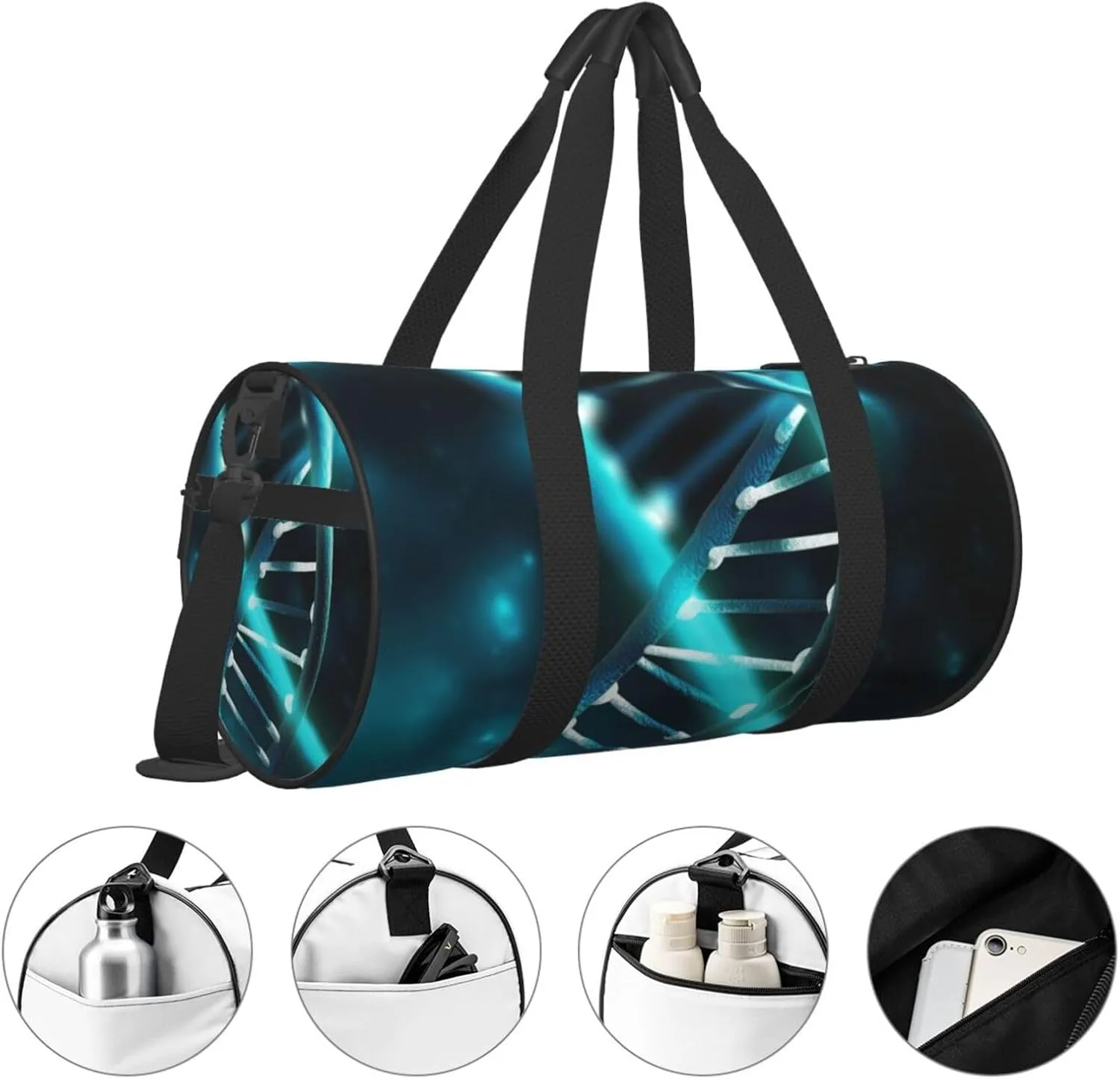 Gym Bags Small Science Gene Strand Duffel Bag Overnight Bag with Shoe Compartment Carryon Bag for Men Women