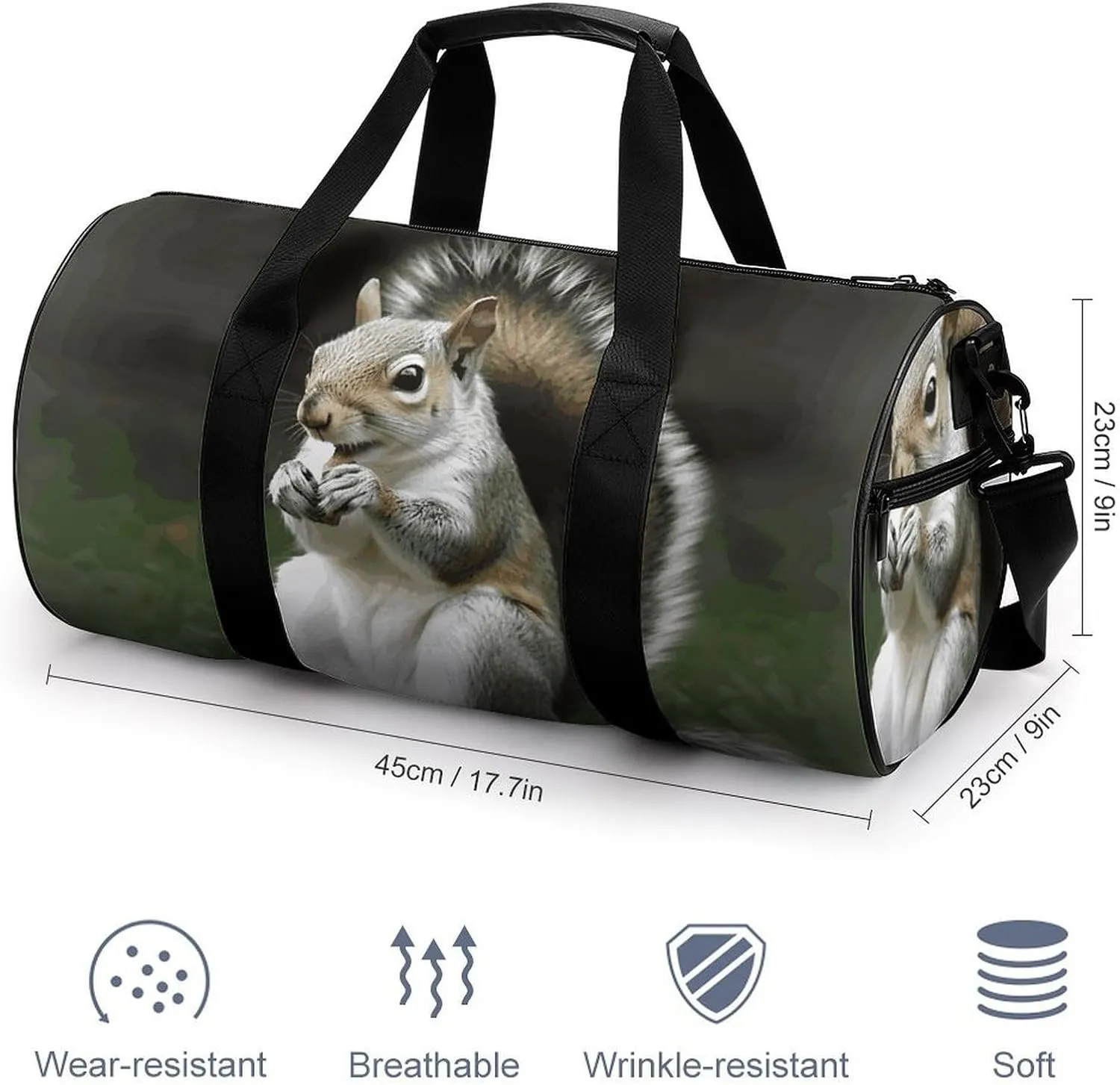 Gym Bags Small Squirrel Duffel Bag Overnight Bag with Shoe Compartment Carryon Bag for Men Women