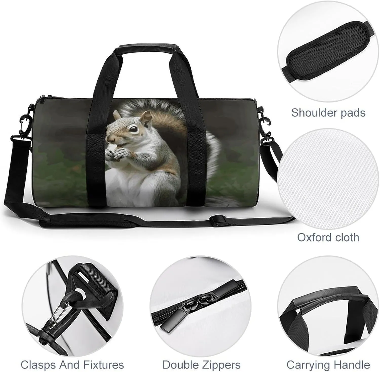 Gym Bags Small Squirrel Duffel Bag Overnight Bag with Shoe Compartment Carryon Bag for Men Women