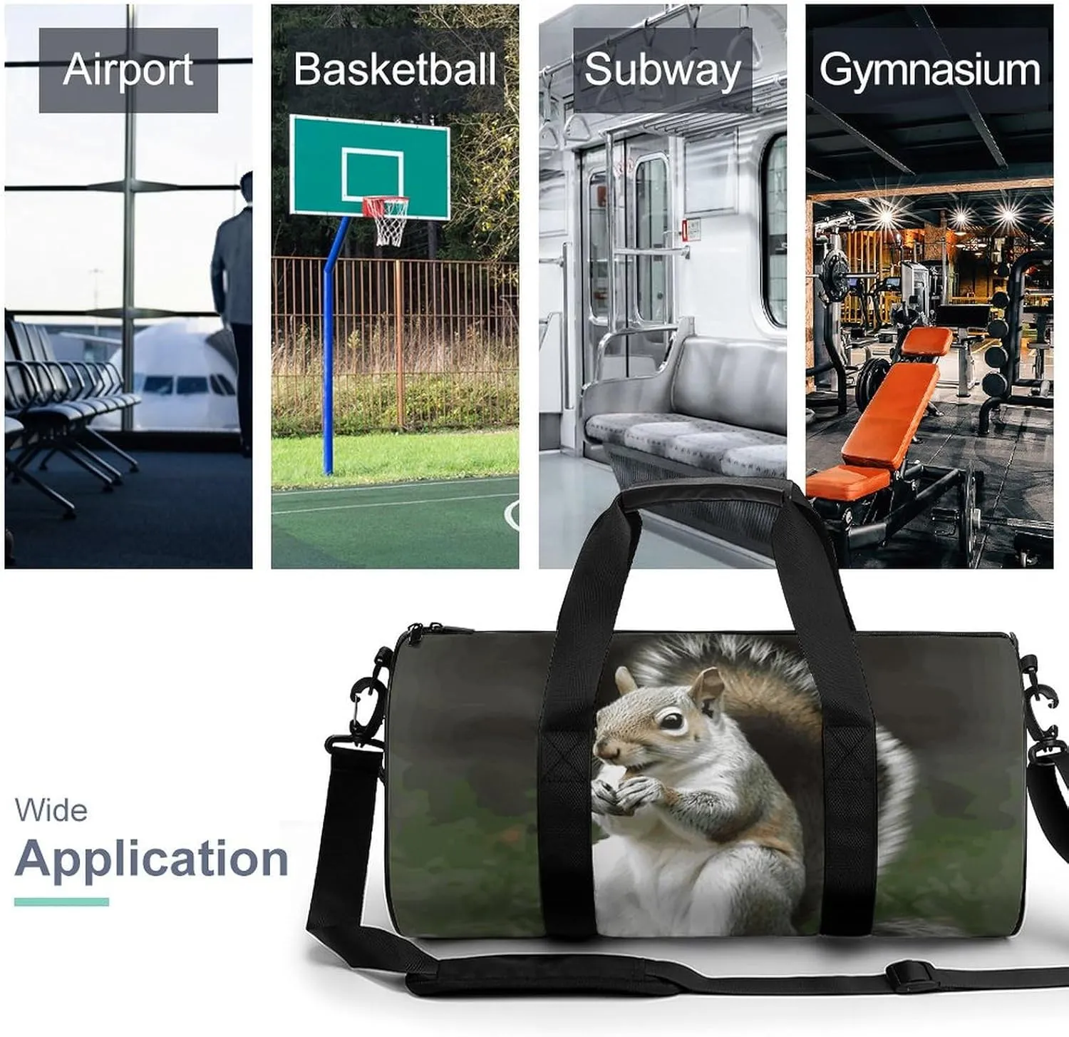 Gym Bags Small Squirrel Duffel Bag Overnight Bag with Shoe Compartment Carryon Bag for Men Women