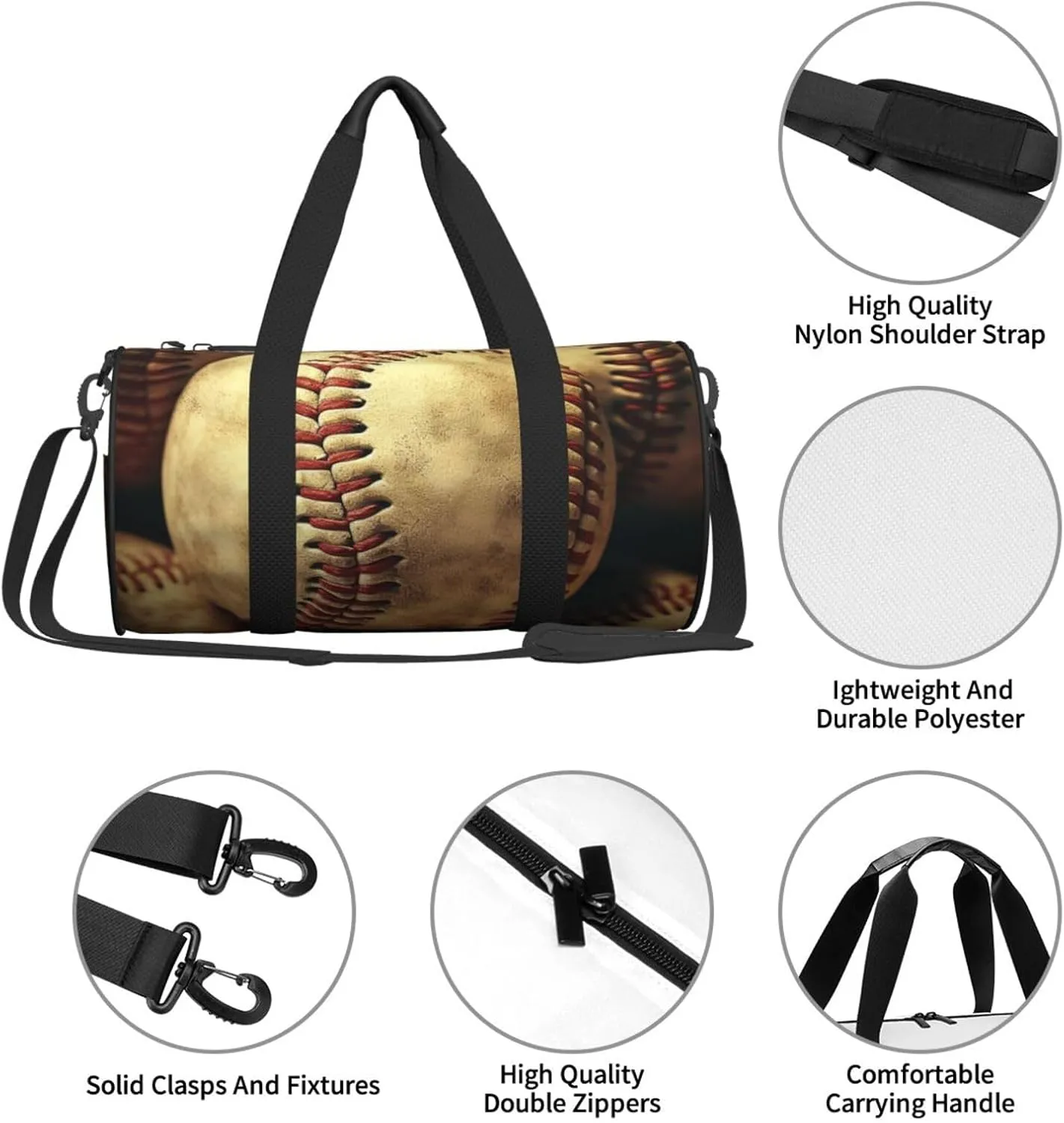 Gym Bags Small Vintage Baseball Duffel Bag Overnight Bag with Shoe Compartment Carryon Bag for Men Women