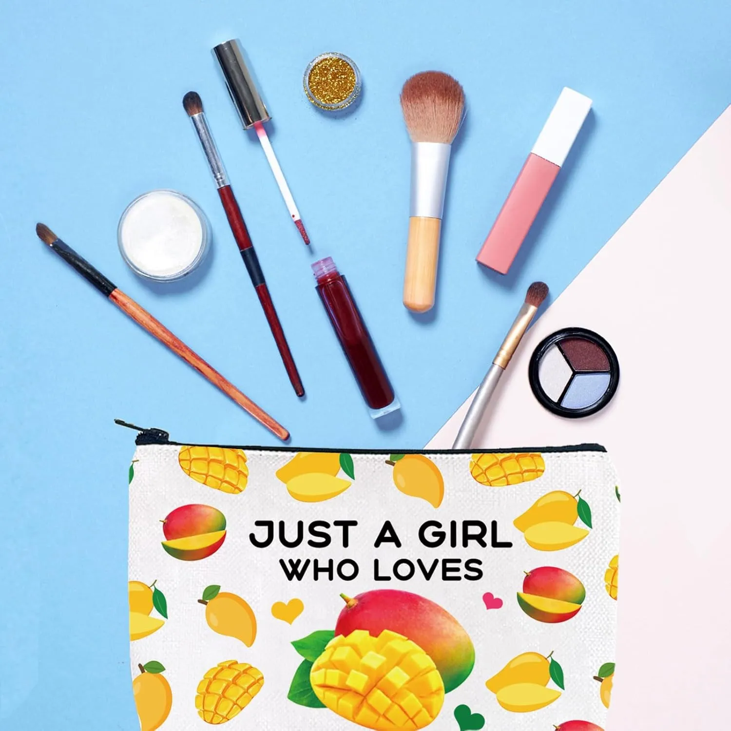 Gzrlyf Just a Girl Who Loves Mangoes Mango Makeup Bag Mango Lovers Mango Girl Makeup Bag Funny Mango Lover Gifts (Just mangos)