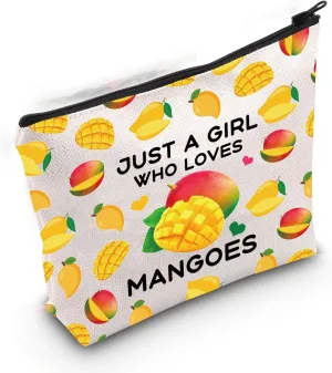 Gzrlyf Just a Girl Who Loves Mangoes Mango Makeup Bag Mango Lovers Mango Girl Makeup Bag Funny Mango Lover Gifts (Just mangos)
