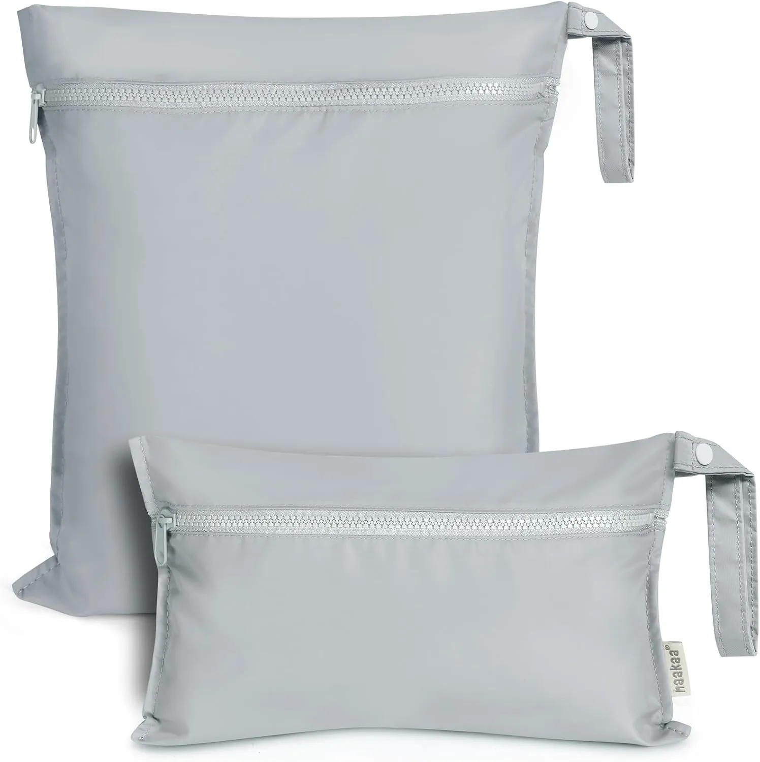 haakaa Waterproof Wet Bags for Baby Wet Dry Bags for Cloth Diaper, Swimsuit & Travel, 2pcs, Grey