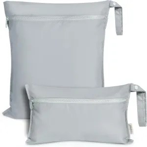 haakaa Waterproof Wet Bags for Baby Wet Dry Bags for Cloth Diaper, Swimsuit & Travel, 2pcs, Grey