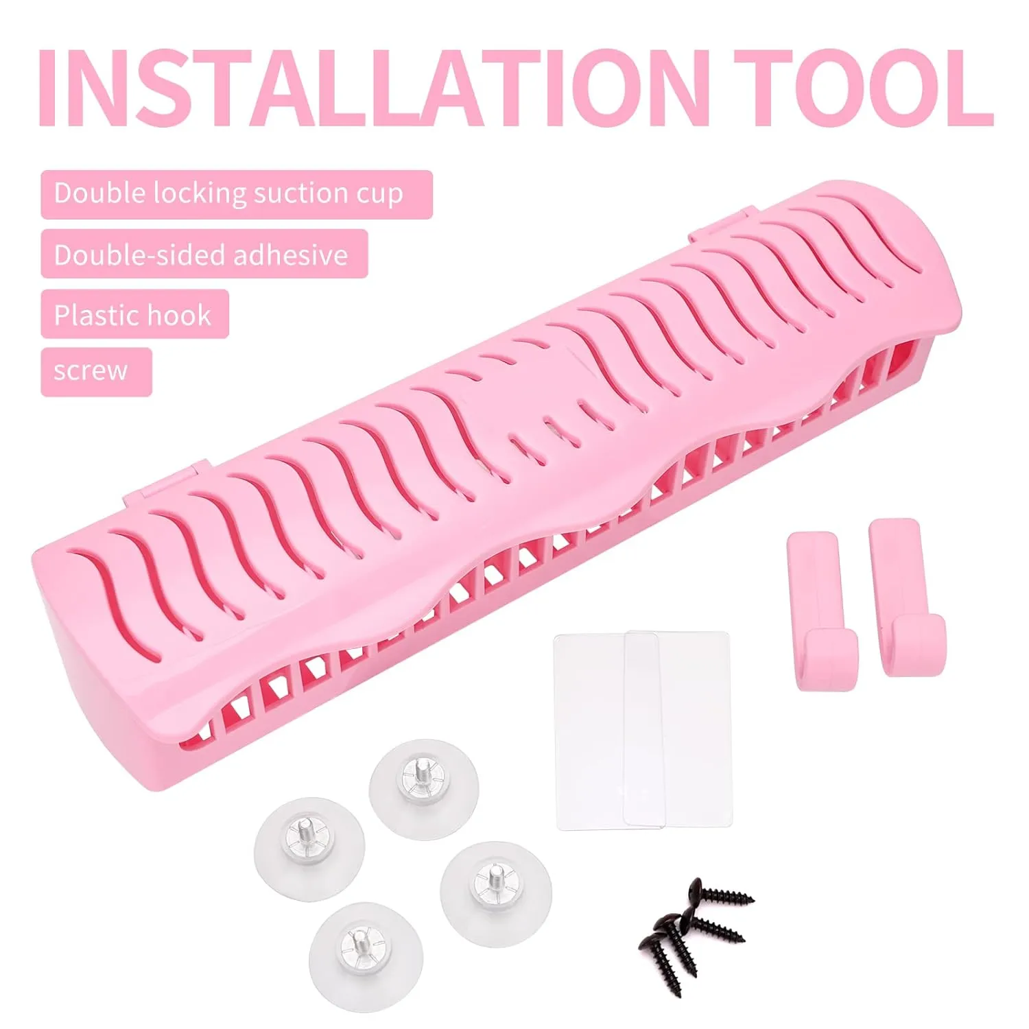 Hair Extension Holder Hair Extension Style Caddy Designed to Hold Clip-Ins, Tape-In’s, Micro Bundles and Sew-In Wefts While You Color, Wash, Style, Pack and Store (Pink)