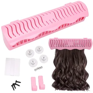 Hair Extension Holder Hair Extension Style Caddy Designed to Hold Clip-Ins, Tape-In’s, Micro Bundles and Sew-In Wefts While You Color, Wash, Style, Pack and Store (Pink)
