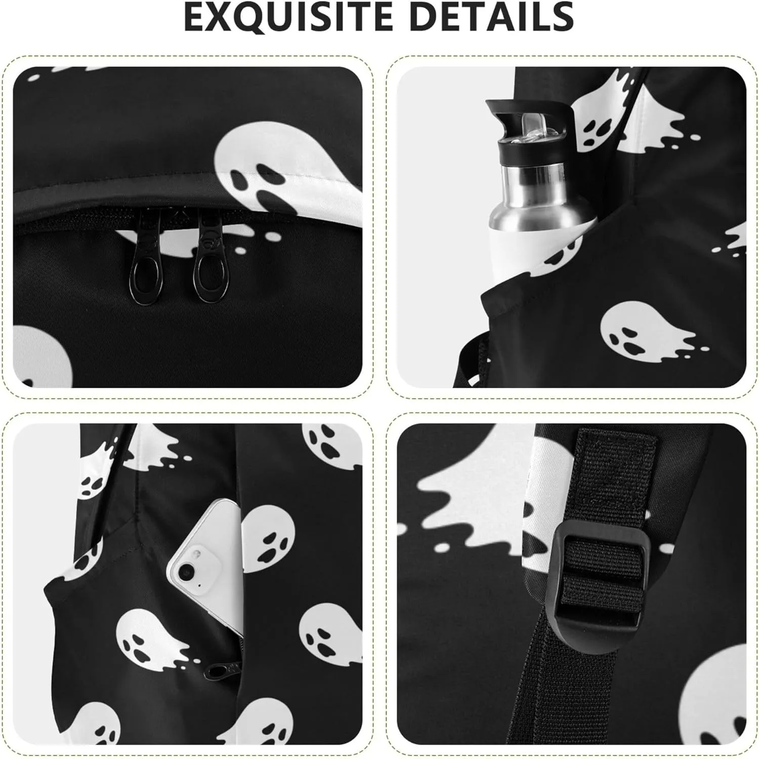 Halloween Ghost Laptop Backpack Travel Hiking Camping Work Computer Back Packs Book Bags for Women Men