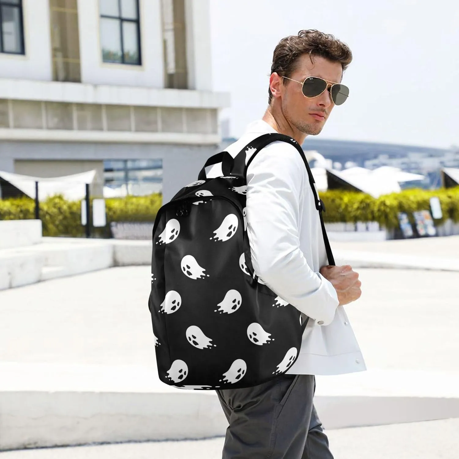 Halloween Ghost Laptop Backpack Travel Hiking Camping Work Computer Back Packs Book Bags for Women Men