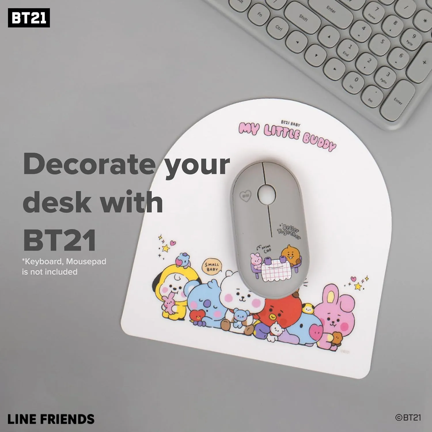 Hamee BT21 My Little Buddy Series Mouse [Computer Mouse Wireless Cute] [Silent Nano Receiver Mouse Office Birthday] [BT21 Mouse] for Laptop, iPad, MacOS, PC, Windows, Android - TATA