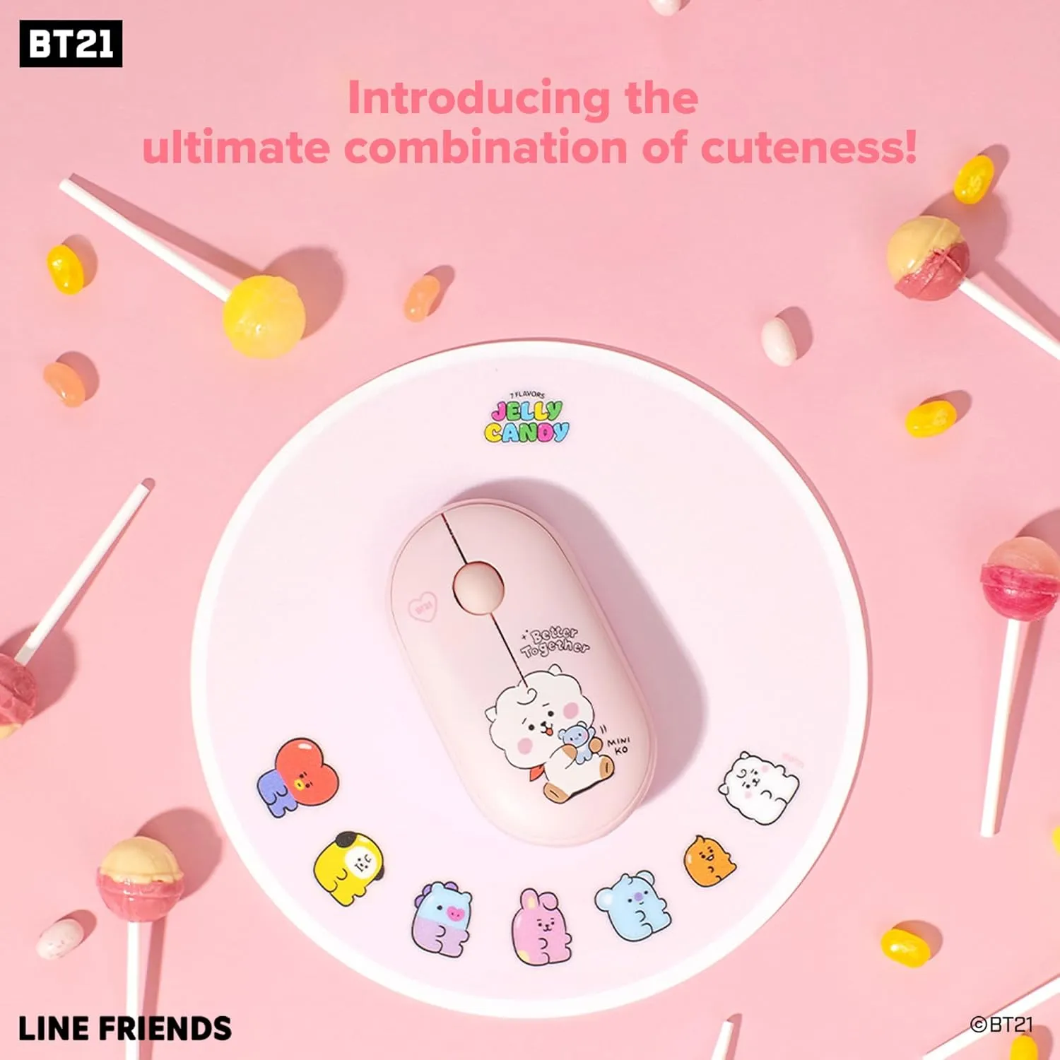 Hamee BT21 My Little Buddy Series Mouse [Computer Mouse Wireless Cute] [Silent Nano Receiver Mouse Office Birthday] [BT21 Mouse] for Laptop, iPad, MacOS, PC, Windows, Android - TATA