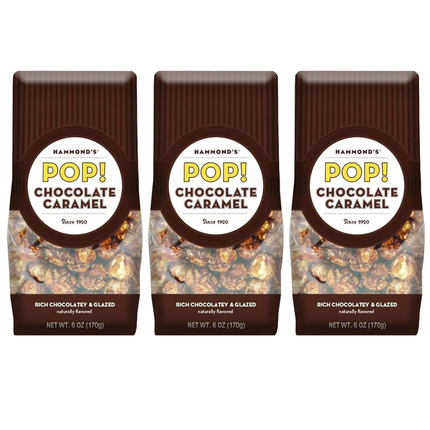 Hammond's Candies | Gourmet Caramel Chocolate Popcorn | 3 Bags, Great for Snacking | Small Batches Popped to Perfection | Handcrafted in USA…