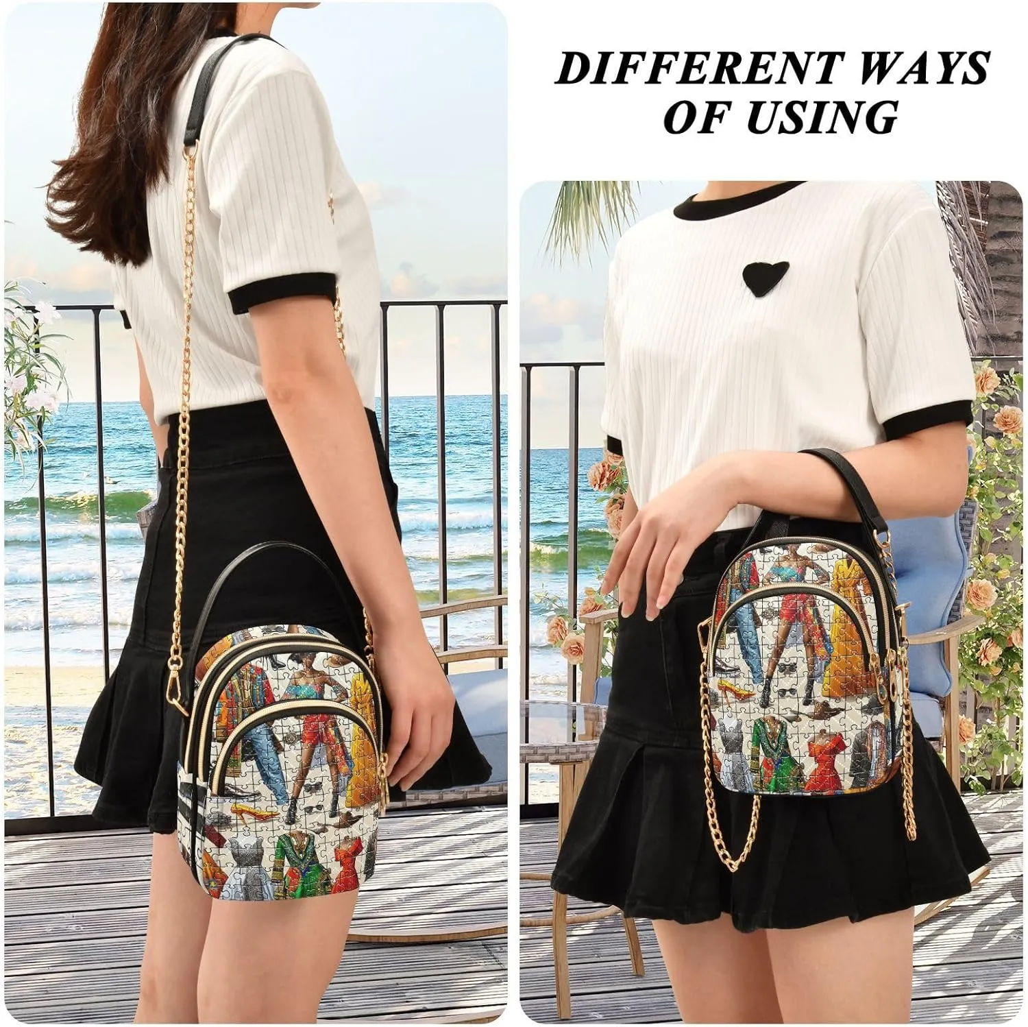 Hand Drawn Pizza Women's Crossbody Sling Handbags, Zipper Shoulder Bag, Fall Crossbody Purse