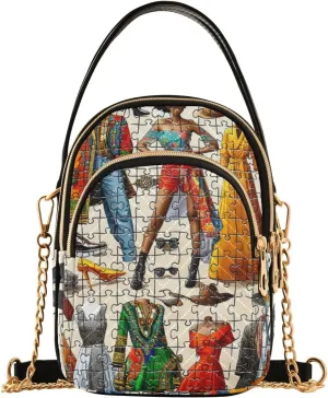 Hand Drawn Pizza Women's Crossbody Sling Handbags, Zipper Shoulder Bag, Fall Crossbody Purse