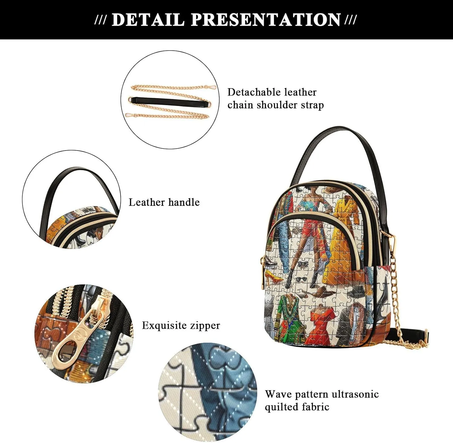 Hand Drawn Pizza Women's Crossbody Sling Handbags, Zipper Shoulder Bag, Fall Crossbody Purse
